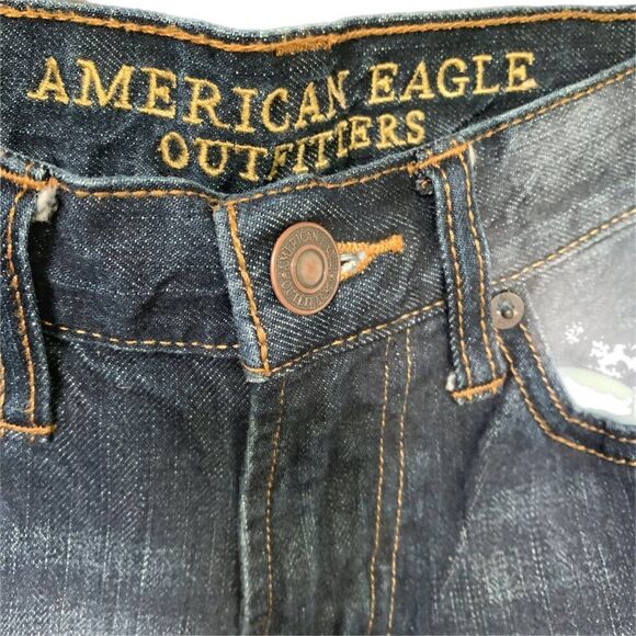 26X28 American Eagle Outfitter Original Straight Dark Wash Blue Jeans - Picture 4 of 16